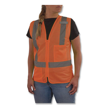 GloWear 8210ZW-S Class 2 Women's Hi-Vis Vest with Zipper, Polyester, 2X-Large, Orange