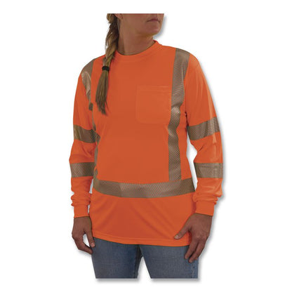 GloWear 8387 Class 3 Women's Performance Hi-Vis Long Sleeve T-Shirt, X-Large, Orange