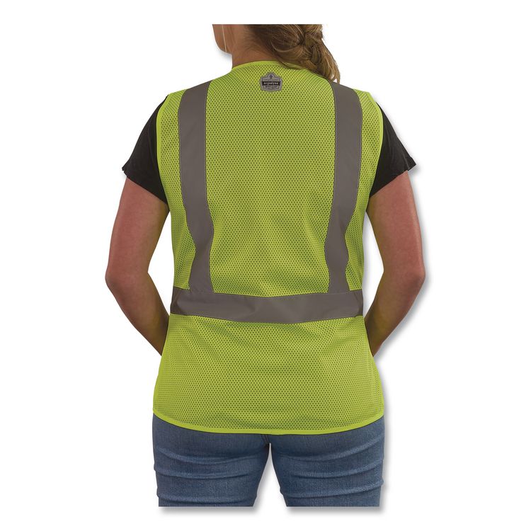 GloWear 8215BAW-S Class 2 Women's Hi-Vis Breakaway Vest with Hook-and-Loop, Polyester, Small, Lime