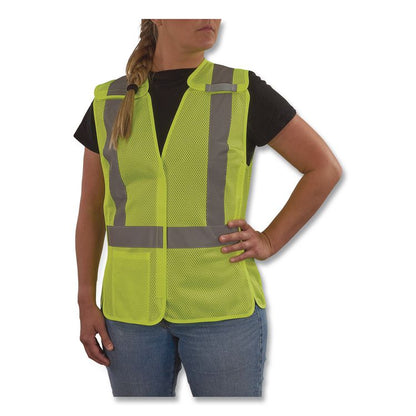 GloWear 8215BAW-S Class 2 Women's Hi-Vis Breakaway Vest with Hook-and-Loop, Polyester, Medium, Lime