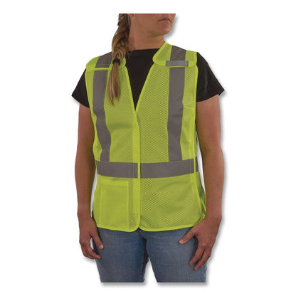GloWear 8215BAW-S Class 2 Women's Hi-Vis Breakaway Vest with Hook-and-Loop, Polyester, Large, Lime