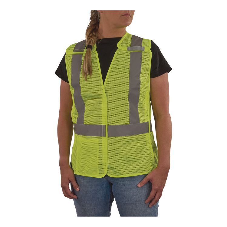 GloWear 8215BAW-S Class 2 Women's Hi-Vis Breakaway Vest with Hook-and-Loop, Polyester, 2X-Large, Lime