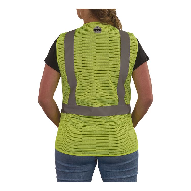 GloWear 8215BAW-S Class 2 Women's Hi-Vis Breakaway Vest with Hook-and-Loop, Polyester, 2X-Large, Lime