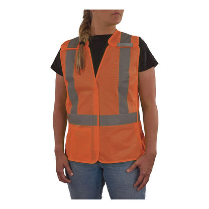 GloWear 8215BAW-S Class 2 Women's Hi-Vis Breakaway Vest with Hook-and-Loop, Polyester, Small, Orange