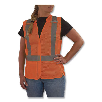 GloWear 8215BAW-S Class 2 Women's Hi-Vis Breakaway Vest with Hook-and-Loop, Polyester, 3X-Large, Orange