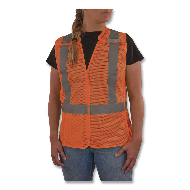 GloWear 8215BAW-S Class 2 Women's Hi-Vis Breakaway Vest with Hook-and-Loop, Polyester, 3X-Large, Orange