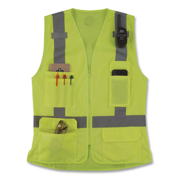 GloWear 8247ZW-S Class 2 Women's Hi-Vis Surveyor Vest with Zipper, Polyester, Small, Lime