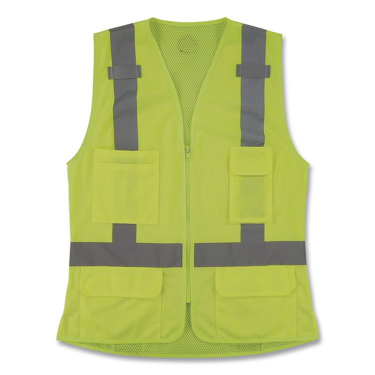 GloWear 8247ZW-S Class 2 Women's Hi-Vis Surveyor Vest with Zipper, Polyester, Small, Lime