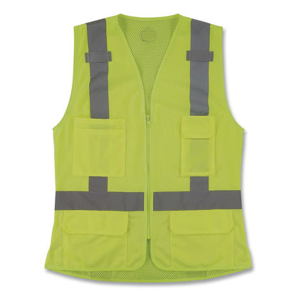 GloWear 8247ZW-S Class 2 Women's Hi-Vis Surveyor Vest with Zipper, Polyester, Small, Lime