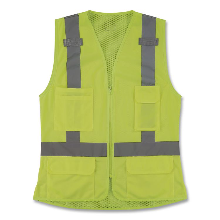 GloWear 8247ZW-S Class 2 Women's Hi-Vis Surveyor Vest with Zipper, Polyester, Medium, Lime