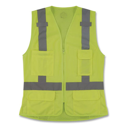 GloWear 8247ZW-S Class 2 Women's Hi-Vis Surveyor Vest with Zipper, Polyester, Large, Lime