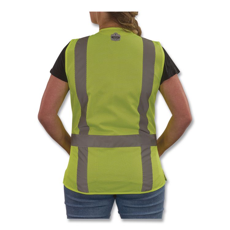 GloWear 8247ZW-S Class 2 Women's Hi-Vis Surveyor Vest with Zipper, Polyester, 2X-Large, Lime