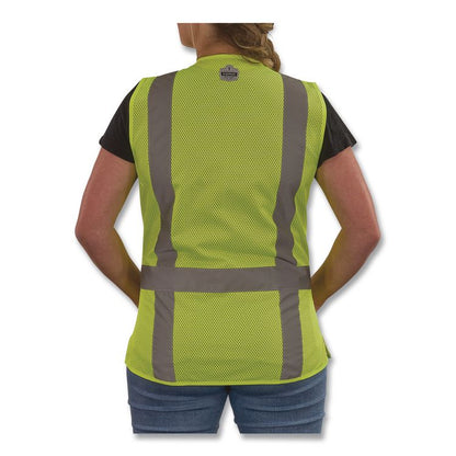 GloWear 8247ZW-S Class 2 Women's Hi-Vis Surveyor Vest with Zipper, Polyester, 2X-Large, Lime
