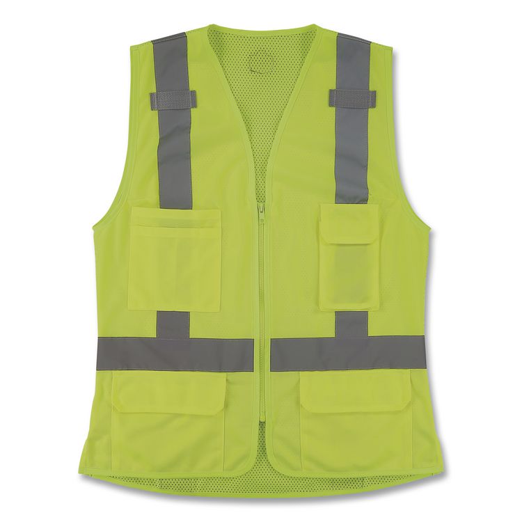 GloWear 8247ZW-S Class 2 Women's Hi-Vis Surveyor Vest with Zipper, Polyester, 2X-Large, Lime