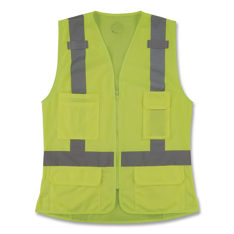 GloWear 8247ZW-S Class 2 Women's Hi-Vis Surveyor Vest with Zipper, Polyester, 3X-Large, Lime