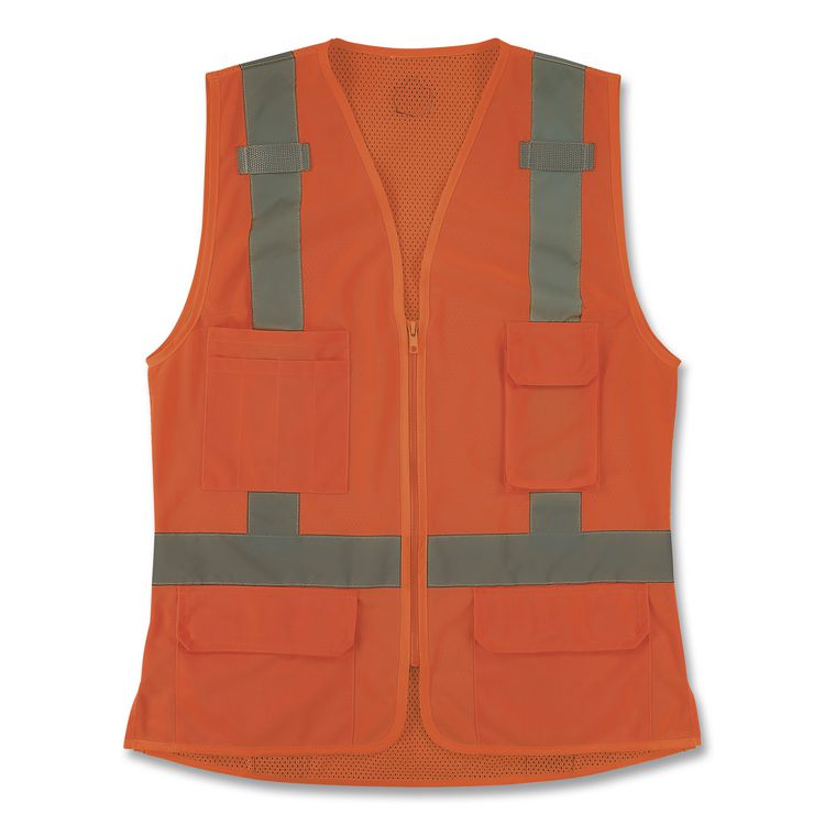 GloWear 8247ZW-S Class 2 Women's Hi-Vis Surveyor Vest with Zipper, Polyester, Small, Orange
