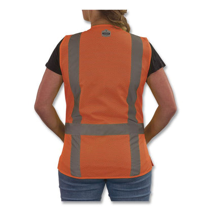 GloWear 8247ZW-S Class 2 Women's Hi-Vis Surveyor Vest with Zipper, Polyester, Medium, Orange