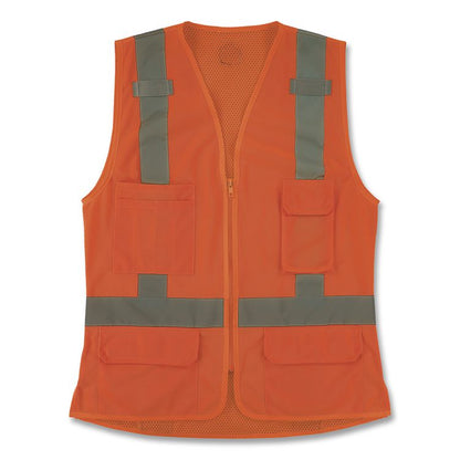 GloWear 8247ZW-S Class 2 Women's Hi-Vis Surveyor Vest with Zipper, Polyester, Medium, Orange
