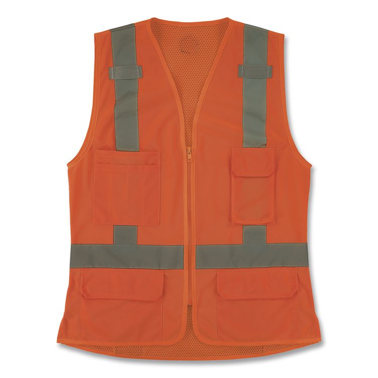GloWear 8247ZW-S Class 2 Women's Hi-Vis Surveyor Vest with Zipper, Polyester, Large, Orange