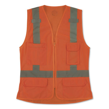 GloWear 8247ZW-S Class 2 Women's Hi-Vis Surveyor Vest with Zipper, Polyester, X-Large, Orange