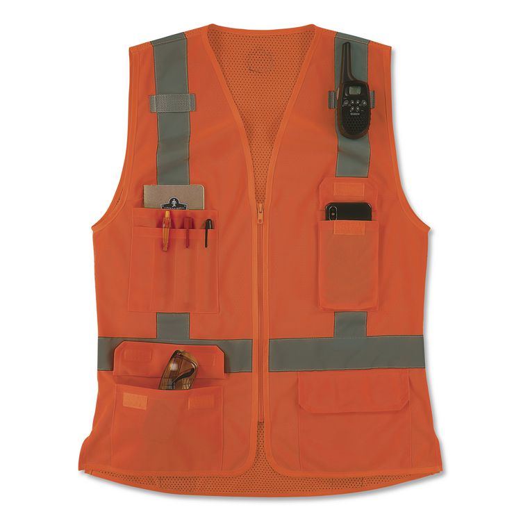 GloWear 8247ZW-S Class 2 Women's Hi-Vis Surveyor Vest with Zipper, Polyester, 2X-Large, Orange