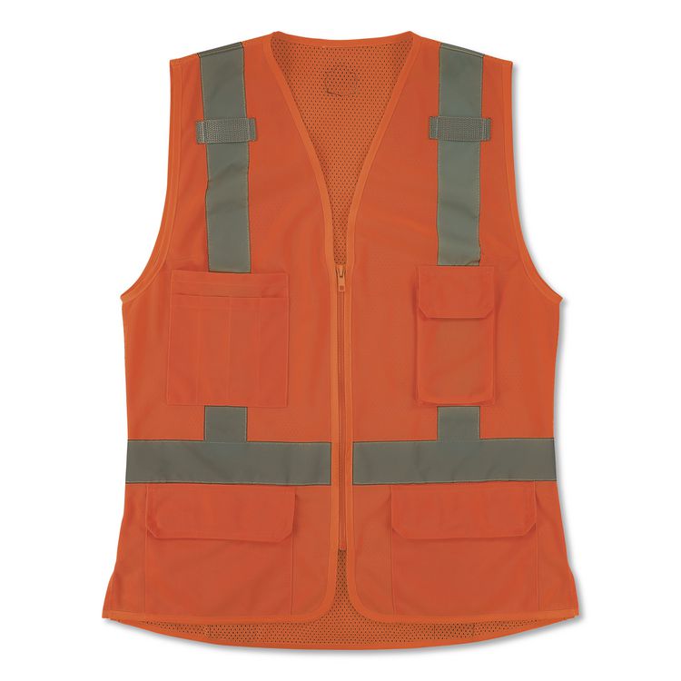 GloWear 8247ZW-S Class 2 Women's Hi-Vis Surveyor Vest with Zipper, Polyester, 2X-Large, Orange