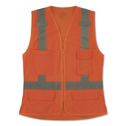 GloWear 8247ZW-S Class 2 Women's Hi-Vis Surveyor Vest with Zipper, Polyester, 2X-Large, Orange