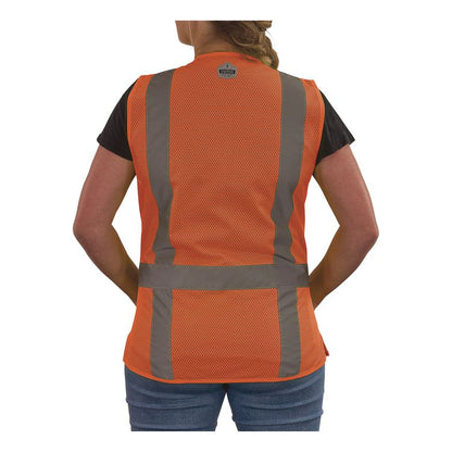 GloWear 8247ZW-S Class 2 Women's Hi-Vis Surveyor Vest with Zipper, Polyester, 3X-Large, Orange