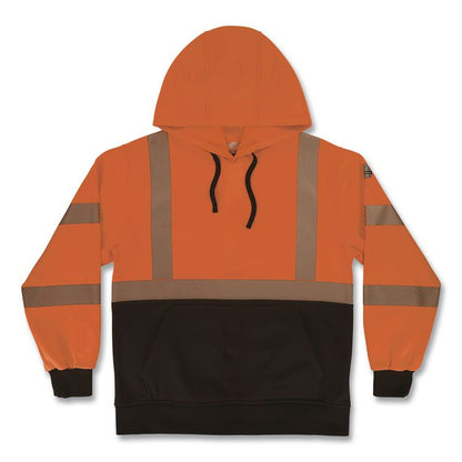 GloWear 8317BK Class 3 Performance Hi-Vis Hooded Sweatshirt with Black Bottom, 5X-Large, Orange