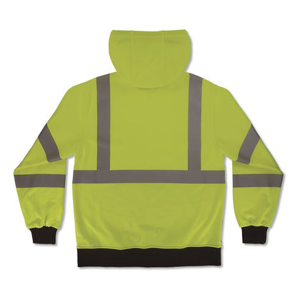 GloWear 8311BK Class 3 Essential Hi-Vis Hooded Sweatshirt with Black Bottom, 2X-Large, Lime