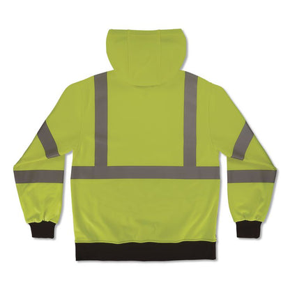 GloWear 8312BK Class 3 Essential Hi-Vis Hooded Zip-Up Sweatshirt with Black Bottom, 2X-Large, Lime