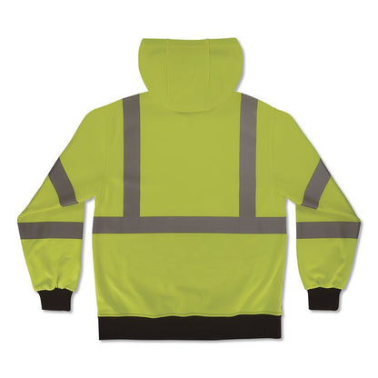 GloWear 8311BK Class 3 Essential Hi-Vis Hooded Sweatshirt with Black Bottom, 3X-Large, Lime