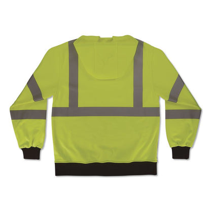 GloWear 8311BK Class 3 Essential Hi-Vis Hooded Sweatshirt with Black Bottom, 3X-Large, Lime