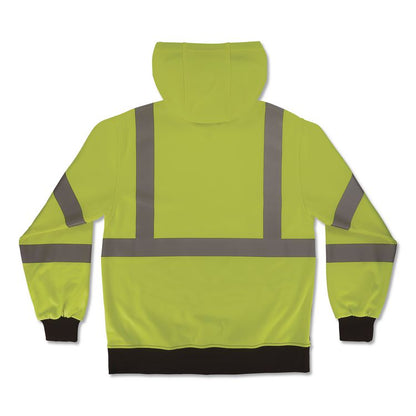 GloWear 8312BK Class 3 Essential Hi-Vis Hooded Zip-Up Sweatshirt with Black Bottom, 3X-Large, Lime