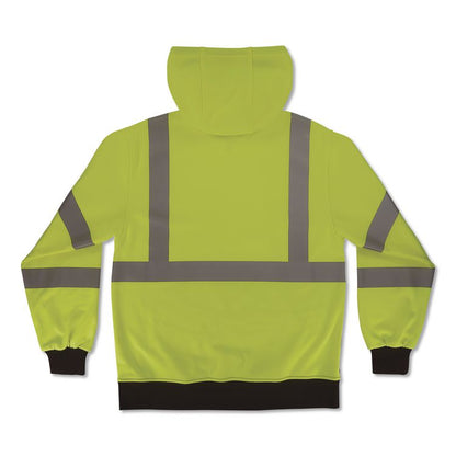 GloWear 8311BK Class 3 Essential Hi-Vis Hooded Sweatshirt with Black Bottom, 4X-Large, Lime