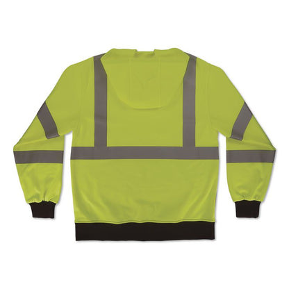 GloWear 8312BK Class 3 Essential Hi-Vis Hooded Zip-Up Sweatshirt with Black Bottom, 4X-Large, Lime