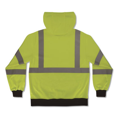 GloWear 8311BK Class 3 Essential Hi-Vis Hooded Sweatshirt with Black Bottom, 5X-Large, Lime