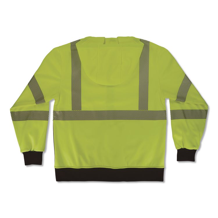 GloWear 8318BK Class 3 Performance Hi-Vis Hooded Zip-Up Sweatshirt with Black Bottom, 5X-Large, Lime