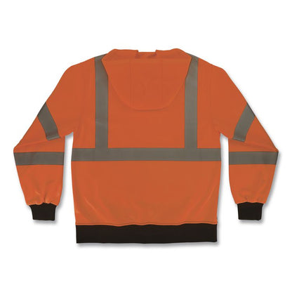 GloWear 8311BK Class 3 Essential Hi-Vis Hooded Sweatshirt with Black Bottom, Medium, Orange