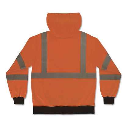 GloWear 8312BK Class 3 Essential Hi-Vis Hooded Zip-Up Sweatshirt with Black Bottom, Medium, Orange