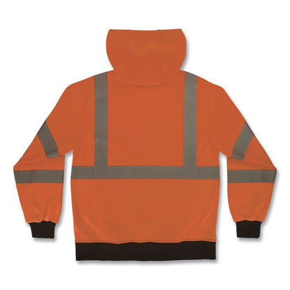 GloWear 8311BK Class 3 Essential Hi-Vis Hooded Sweatshirt with Black Bottom, X-Large, Orange