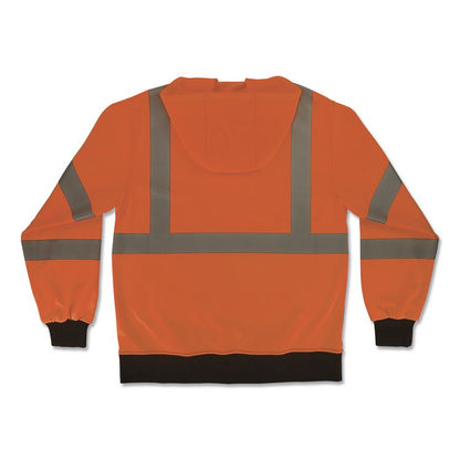 GloWear 8312BK Class 3 Essential Hi-Vis Hooded Zip-Up Sweatshirt with Black Bottom, X-Large, Orange