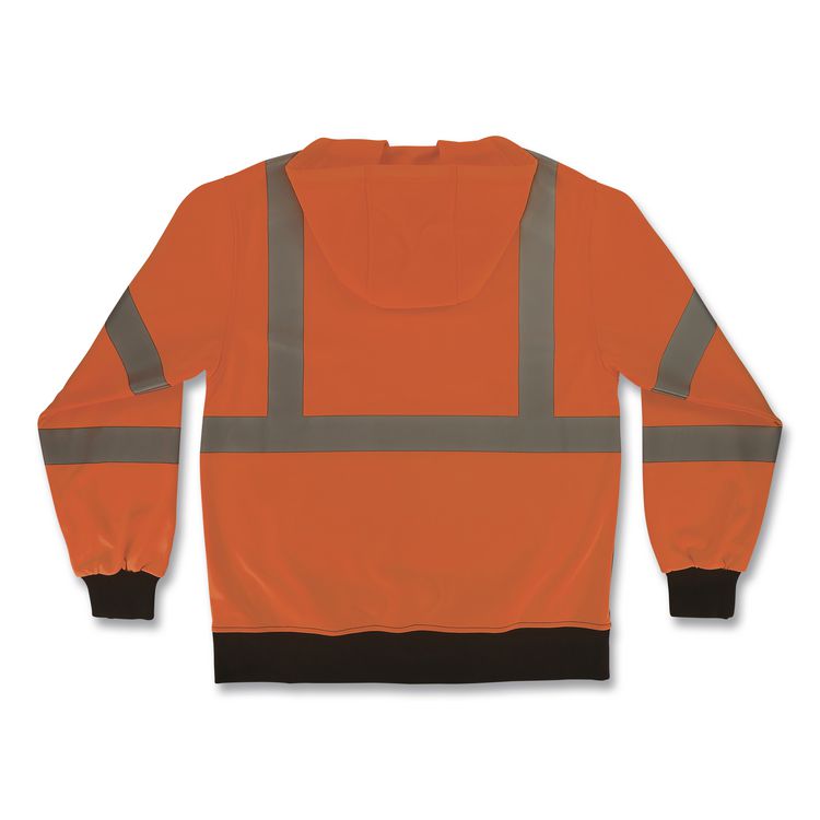 GloWear 8311BK Class 3 Essential Hi-Vis Hooded Sweatshirt with Black Bottom, 2X-Large, Orange