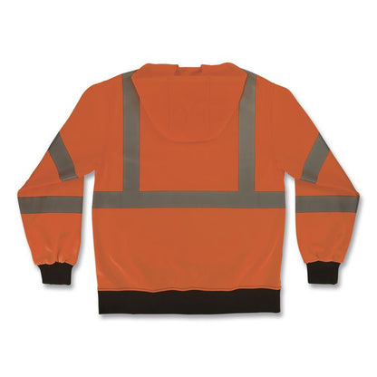 GloWear 8311BK Class 3 Essential Hi-Vis Hooded Sweatshirt with Black Bottom, 2X-Large, Orange