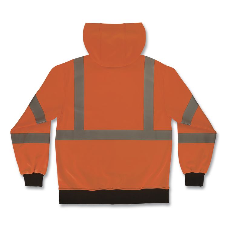GloWear 8311BK Class 3 Essential Hi-Vis Hooded Sweatshirt with Black Bottom, 2X-Large, Orange