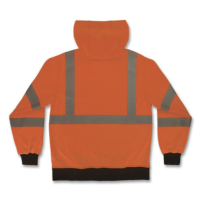 GloWear 8311BK Class 3 Essential Hi-Vis Hooded Sweatshirt with Black Bottom, 2X-Large, Orange
