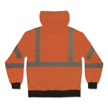 GloWear 8312BK Class 3 Essential Hi-Vis Hooded Zip-Up Sweatshirt with Black Bottom, 2X-Large, Orange