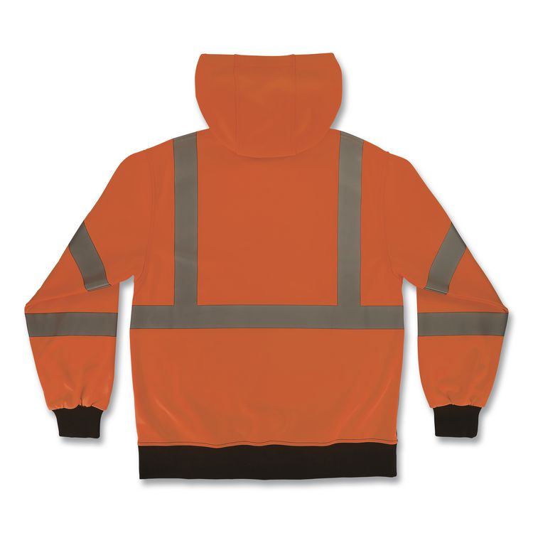 GloWear 8311BK Class 3 Essential Hi-Vis Hooded Sweatshirt with Black Bottom, 3X-Large, Orange