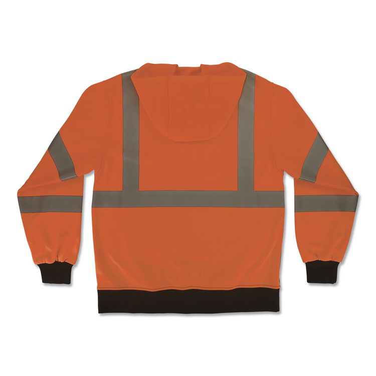 GloWear 8312BK Class 3 Essential Hi-Vis Hooded Zip-Up Sweatshirt with Black Bottom, 3X-Large, Orange