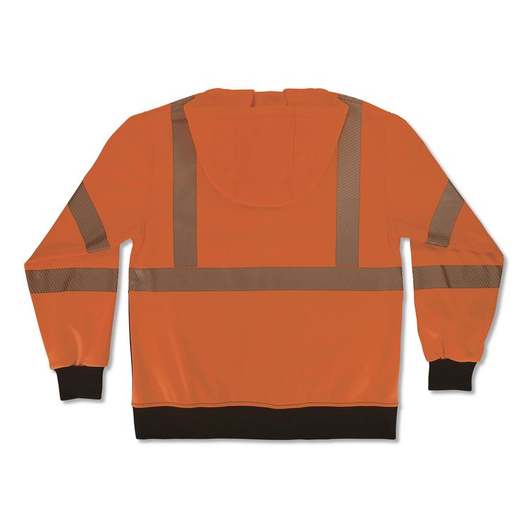 GloWear 8318BK Class 3 Performance Hi-Vis Hooded Zip-Up Sweatshirt with Black Bottom, 3X-Large, Orange